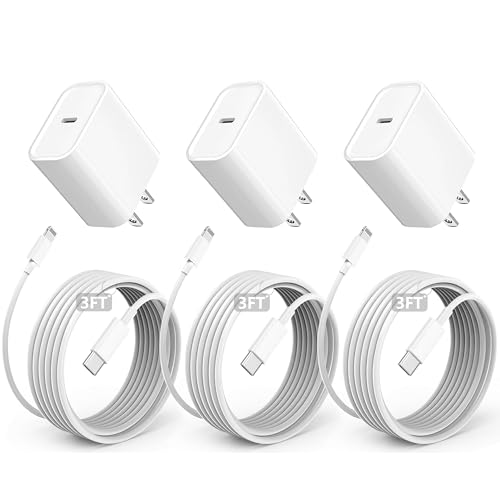 3FT For iPhone Charger Fast 20W Charger, Extra Long iPhone Charger Fast Charging, 3Pack 3Feet USB C...