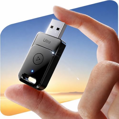 für Apple Carplay Wireless Adapter, 3X Verbindung, Mini Keine Latenz Wireless Carplay Adapter, Plug & Play für Apple Car Play Kabellos Dongle, USB A/C,für Armaturenbrett-Einbau-Sys