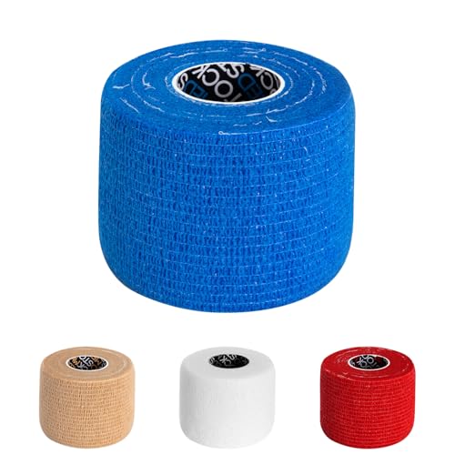 MEDSTOCK Cohesive Bandage, 5CM X 4.5M Stretched, Blue - 12 Rolls, Wound Care, Hypoallergenic, Breathable Elastic Self Adherent Wrap for People & Pets, Supports Injured Joints and Muscles