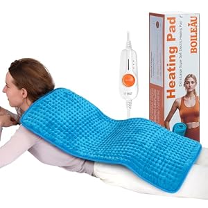 Boileau Electric Heating Pad for Back Pain and Period Cramps Relief, 17″x33″ Extra Large XXXL, 3 Heating Levels Heat Pad with 2-Hour Auto Shut Off, Gifts for Women and Mom, Blue