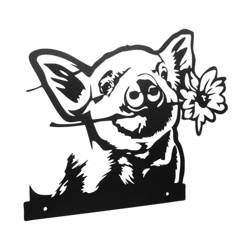 HANABASS Eisen Tierfigur Gartendekoration Wetterfest Kompakt Lebensecht für Garten Terrasse Außen Dekorativer Zaunschmuck aus Metall