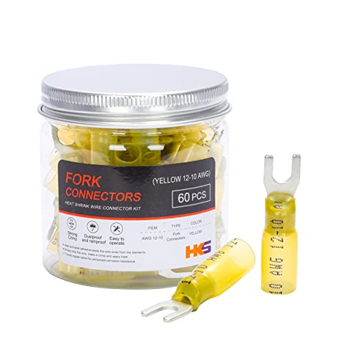 Borne de fourche #10 jaune isolée HKS à sertir sur bornier lot de 60