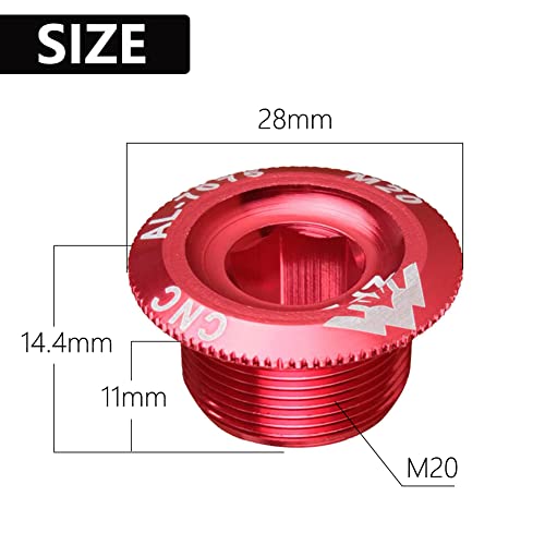 Seonfook 2Pcs M20 Bicycle Crankset Cover Screws Nuts Aluminum Alloy Crank Screw Crank Cover Screw Cap Mtb Bike Crank Arm Fixing Bolt (Red) #TOP1