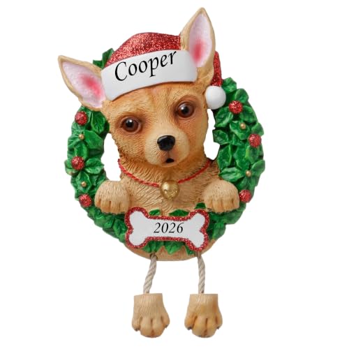 Holiday Treasures Personalized Chihuahua Santa Hat Dog Christmas Ornament