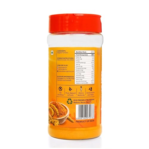 Darsa Organics Turmeric Powder 7 oz – Ground Turmeric Powder Organic for Turmeric Tea, Cooking, Curries & Smoothies, Haldi Powder, USDA, Non-GMO, BPA-Free Jar for Freshness & Easy Storage - Thumbnail 2