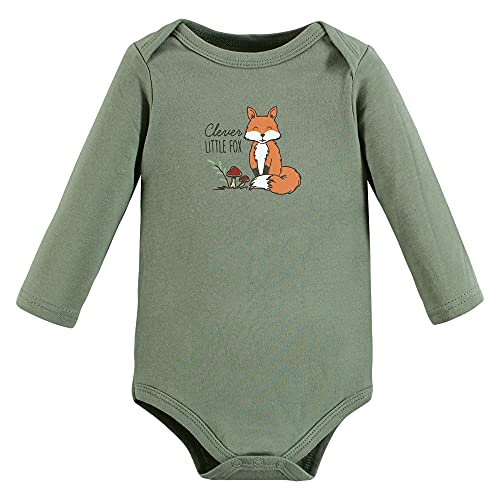 Hudson Baby baby girls Cotton Long-sleeve Bodysuits and Toddler T Shirt Set, Forest Fox, 0-3 Months US