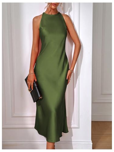 Image of Floerns Women's Elegant Sleeveless Crew Neck Maxi Dress Slit Cocktail Tank Dress