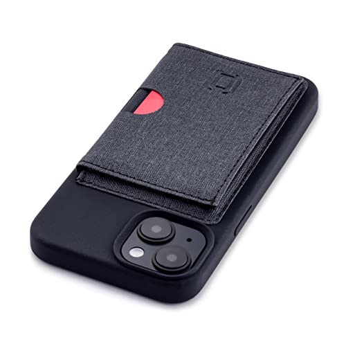 Dockem Flip Card Case for iPhone 14 with Removable Minimalist Flap Wallet for 3-4 Cards & Metal Plate for Magnetic Mounting (Black)