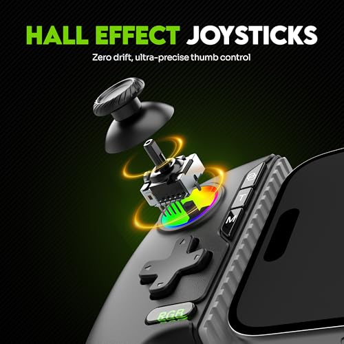 Image of SpinBot Arcade Wireless Gamepad with Hall Effect Joysticks (Zero Drift) | Bluetooth 5.2 Controller for Android, iOS, Windows | Key Mapping App Support, RGB Lighting, Macro Buttons & Dual Vibration