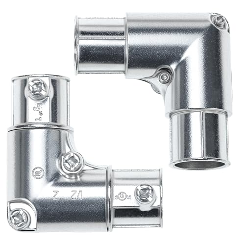 QWORK 1/2 Inch EMT Conduit Fittings Inside Corner Pull Elbow, 10 Pack 90 Degree Metal Conduit Capped Corner Coupling - Silver by QWORK - Used condition - Image 2