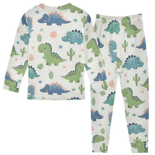 Pajama Sets Long Sleeve Cute Dinosaurs with Plants Soft Comfy Sleepwear 2 Piece PJS 3-8T3