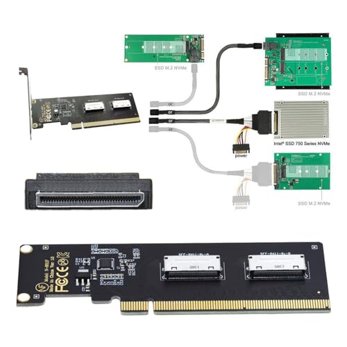 Image of Xiwai PCI-Express 16x to Dual Oculink SFF-8612 SFF-8611 8X VROC Adapter for Mainboard SSD Graphics Card PCIE