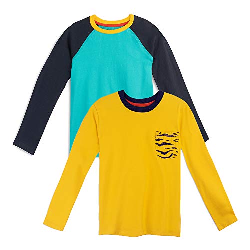 Image of Mightly Boys and Girls' Long Sleeve Raglan Shirt | Organic Cotton, Colorful Casual Stylish Clothes, Soft&Fresh Crew Neck Tee