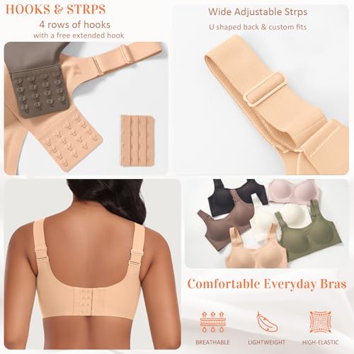 Image of Wireless Jelly Seamless Bras for Women No Underwire Tshirt Full Coverage Padded Bra Comfortable Everyday Bralettes