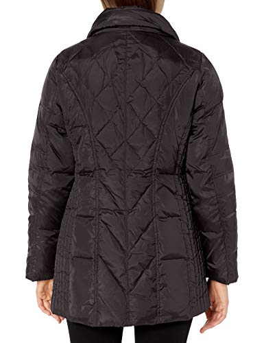 London Fog Women's Plus Size Diamond Quilted Down Coat, Black, 2X #TOP2