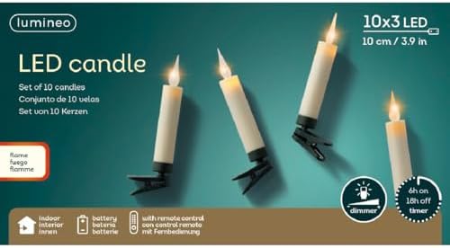 Clip On Christmas Tree Candle Lights 10 Warm White LED Flickering Candles Battery Operated