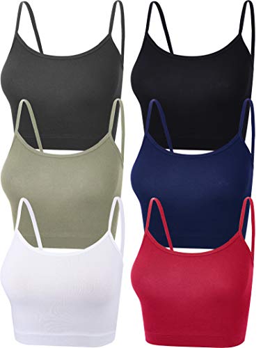 Image of SATINIOR 6 Pack Women Crop Tops Cropped Tank Top Bundle Sleeveless Spaghetti Strap for Sports Yoga