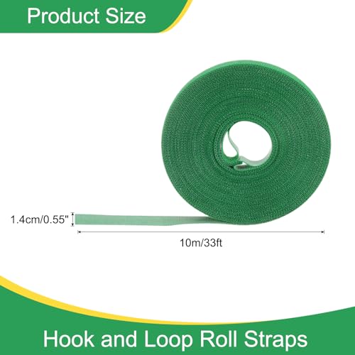 Image of uxcell 0.55inch x 33ft Hook and Loop Roll Straps, Multi-Purpose Hook and Loop Tape with Adhesive, Cable Ties Organize Strap Fastener Roll for Home Office, Green