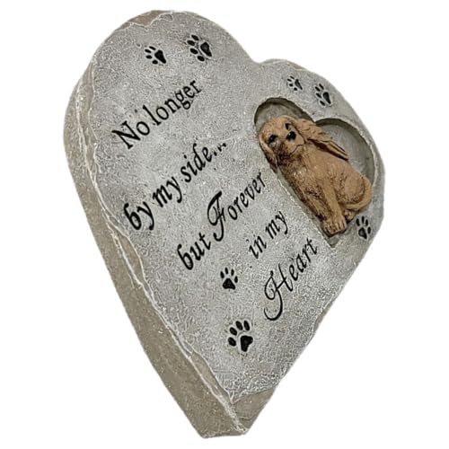 BESPORTBLE Pierre Commémorative pour Chien en Résine Cœur, Statue Jardin pour Animaux de Compagnie, Mémorial Extérieur Solide, Ornement Funéraire pour Chien, Souvenir Affectif pour Jardin