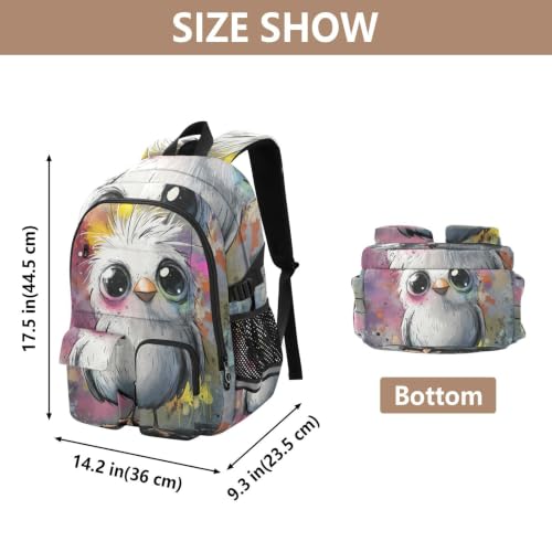 Mochila para laptop de 17.5 pulgadas blanca con diseño de pájaros y compartimento de negocios 3