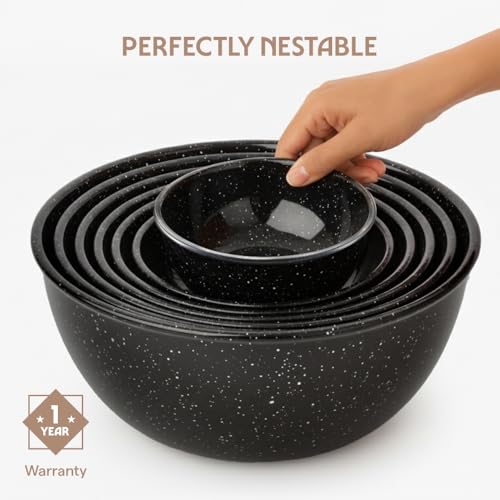 Image of Borosil 2.8 L Round Shape Serving & Mixing Bowl | Made in India Borosilicate Glass Bowl for Kitchen & Dinning | Bowl for Mixing Dough, Salad, Batter, Pasta | Microwave & Dishwasher Safe (Pebble Black)