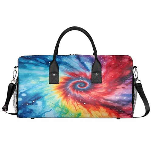 Art Abstract Tie Dye Travel Duffle Bag for Women Men Foldable Waterproof Weekender Bag Carry on Tote for Overnight Sports Gym Tie Dye