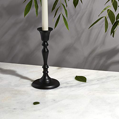 Black Taper Candle Holder Set - 8.5 Inch Tall, Metal Candlesticks, Farmhouse Decorations Or Modern Home Decor, Matte Finish, Fits Standard Tapered Candles, Pack Of 2 #TOP1