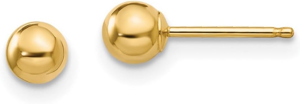 14k Yellow Gold Hollow Polished 4mm Ball Post Earrings 4x4mm Ball Earring for Women