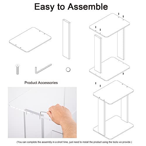 Hmyhum Acrylic Side Table For Small Spaces, 2-Tier End Table/Nightstand For Sofa, Living Room, Bedside, Bedroom, Modern, Easy Assembly, 15.7" L X 11.8" W X 20" H, Clear #TOP5
