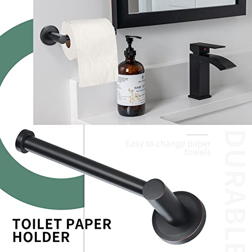 Oil-Rubbed Bronze Bathroom Hardware Set Of 5, Zinc Wall Mounted Bathroom Accessories Set- Includes 18" & 24" Towel Bar, Black Toilet Paper Holder,Towel Ring, Robe Towel Hooks (Oil-Rubbed Bronze) #TOP2