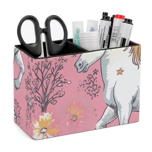 Porte-stylo en cuir double compartiment motif licorne - 2