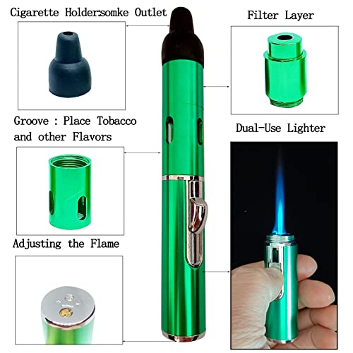 Torch Lighters,Lighters Refillable Butane Fuel Adjustable Windproof Torch Lighter,Mens Gifts (Gas Not Included) (Green) #TOP1