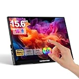 Touchscreen Portable Monitor, 15.6 inch 1080P FHD Display Screen, Game Monitor w/USB-C HDMI Ports, IPS, Full Metal Shell,10-Point Touch, Dual Speaker, HDR, for Home, Work, Design, Coding