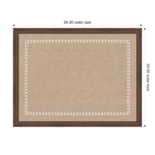 Kate and Laurel Framed Fabric Magnetic Board 26 x 20, White Scalloped Edge Printed Linen Casual Transitional Bulletin Board for Use as a Vision Board or Wall Organization, Florence Medium Brown Frame - Image 2