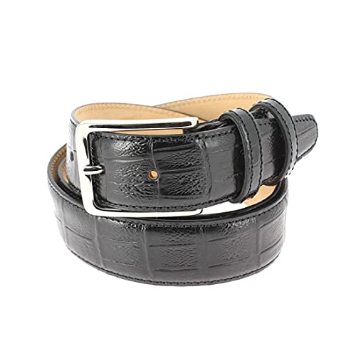 Ceinture en cuir noir avec motifs reptile pour homme élégant