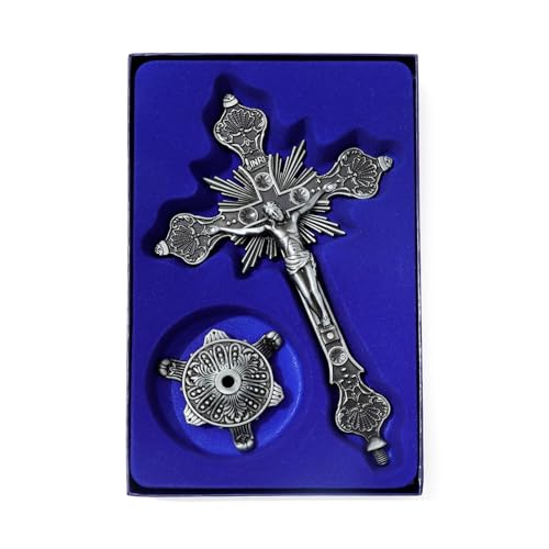 KOMI 9 Inch Metal Crucifix Standing Cross Catholic Decor Detachable Table Cross Home Altar Decor Religious Gifts