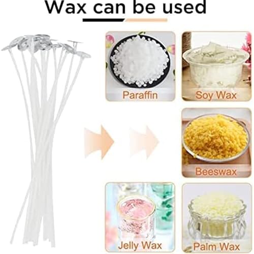 Image of Candle Wicks for Candle Making -7 inch 150 Pieces White Pre-Waxed Cotton Wicks with Metal Sustainer for DIY, Christmas and Diwali Celebrations