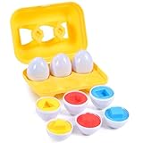 Hhyn Color Shape Matching Eggs for Toddlers, Preschool Learning Educational Sorting Easter Eggs Toys Gift Recognition Skills for Kids Boys Girls, 6 Eggs