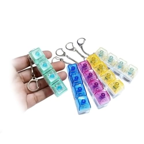 Image of ZUDELLA Mechanical Keyboard Switch Keychain, Blue Switches, Transparent Keycaps, Tactile Clicky Fidget Toy, 4 Keys, for All Ages