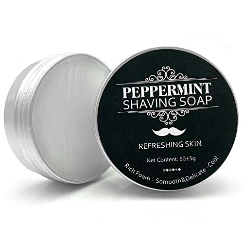 Shaving Soap Natural Peppermint Shaving Soap - Long And Rich Foam, Menthol Brings Refreshing Men's Shaving Soap,Rich In Olive Oil, Glycerin And Other Nourishing Ingredients For All Skin