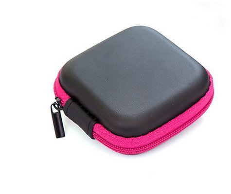 AKORD Small Square Carrying Case for Mobile Phone Headset and USB Cables - Rose