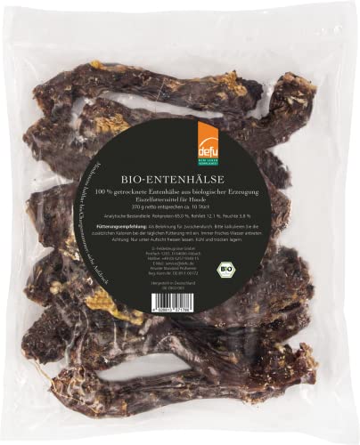defu Hundesnack | 1 x 370 g | Bio Entenhälse getrocknet | Natürlicher Premium Bio Kausnack für Hunde