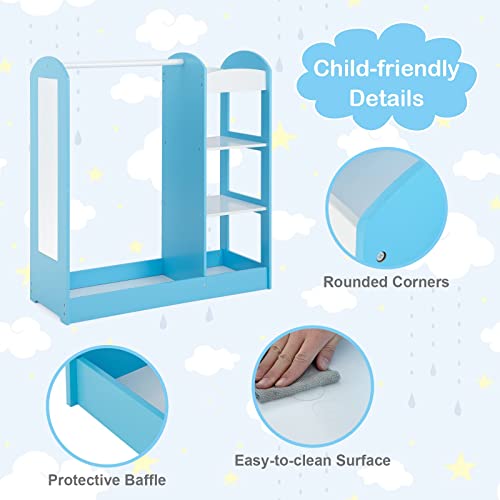 Uiiaiouiaio Kids Dress Up Storage With Mirror, Kids Play Armoire Dresser With Mirror, Kids Costume Organizer, Pretend Storage Closet For Kids, Open Hanging Armoire Closet For Little Girls (Blue) #TOP5