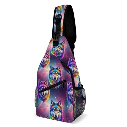 Breathable Mesh Shoulder Pack Wolf Gym Fitness, Moisture-Wicking Crossbody Sling Yoga Running Workouts