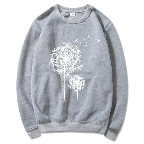 Feggormkicc Graphic Print Sweatshirts for Women Crew Neck Casual Fashion Long Sleeve Pullover Tops Comfortable Loose Fit Tee Grey