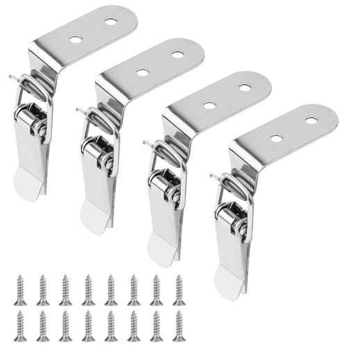 4 Stück Spannverschluss Edelstahl,90 Grad Kistenverschluss,Edelstahl-Werkzeugkasten-Verriegelungsschloss,Schrankverrieg Knebelverschluss,für Koffer Kisten Schrank Entenmaulschnalle