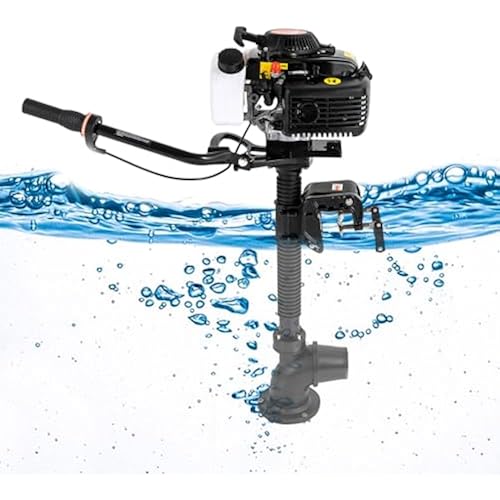 4-Stroke 4HP Outboard Boat Motors, 55CC 5500RPM Heavy Duty Fishing Boat Engine with CDI Ignition System & Wind Cooling, Inflatable Boat Motor for Plastic Boats, Fiberglass Boats, Wooden Boats