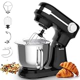 7.4 Qt Kitchen In The Box Stand Mixer For Baking, Electric Spiral Mixer With Dough Hook, Wire Whip & Beater,800w 12-Speed Tilt-Head Food Mixer, Grey (Black)