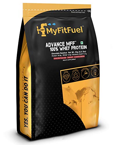 Image of MyFitFuel Advance MFF 100% Whey Protein Powder, with Digestive Enzymes and Multi Vitamins | 2 Kg, 57 Servings (Chocolate Hazelnut)