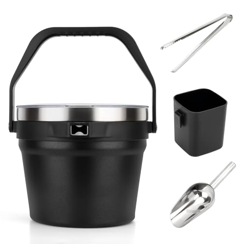 Cubo de hielo de acero inoxidable de 256 oz con tapa y cuchara para fiestas 2